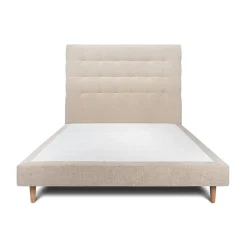 Sommeil De Plomb Lit avec tête de lit capitonnée tissu et sommier tapissier - Lit en bois massif Outlet