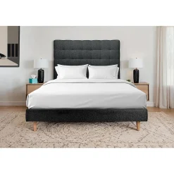 Sommeil De Plomb Lit avec tête de lit capitonnée et sommier tapissier - Lit en bois massif Clearance