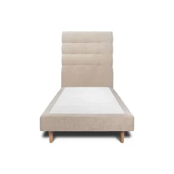 Sommeil De Plomb Lit avec tête de lit capitonnée tissu et sommier tapissier - Lit en bois massif