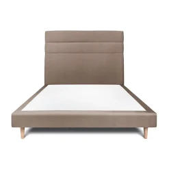 Sommeil De Plomb Lit avec tête de lit lignes velours et sommier tapissier - Lit en bois massif