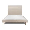 Sommeil De Plomb Lit avec tête de lit lignes tissu et sommier tapissier - Lit en bois massif