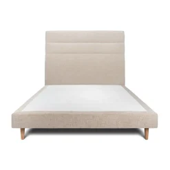 Sommeil De Plomb Lit avec tête de lit lignes tissu et sommier tapissier - Lit en bois massif