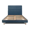 Sommeil De Plomb Lit avec tête de lit lignes tissu et sommier kit - Lit en bois massif