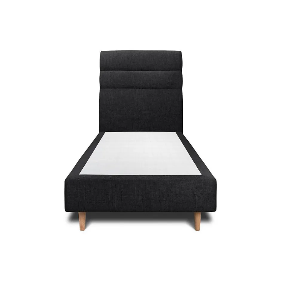 Sommeil De Plomb Lit avec tête de lit lignes tissu et sommier tapissier - Lit en bois massif