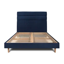 Sommeil De Plomb Lit avec tête de lit lignes velours et sommier kit - Lit en bois massif Discount