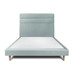 Sommeil De Plomb Lit avec tête de lit lignes velours et sommier tapissier - Lit en bois massif