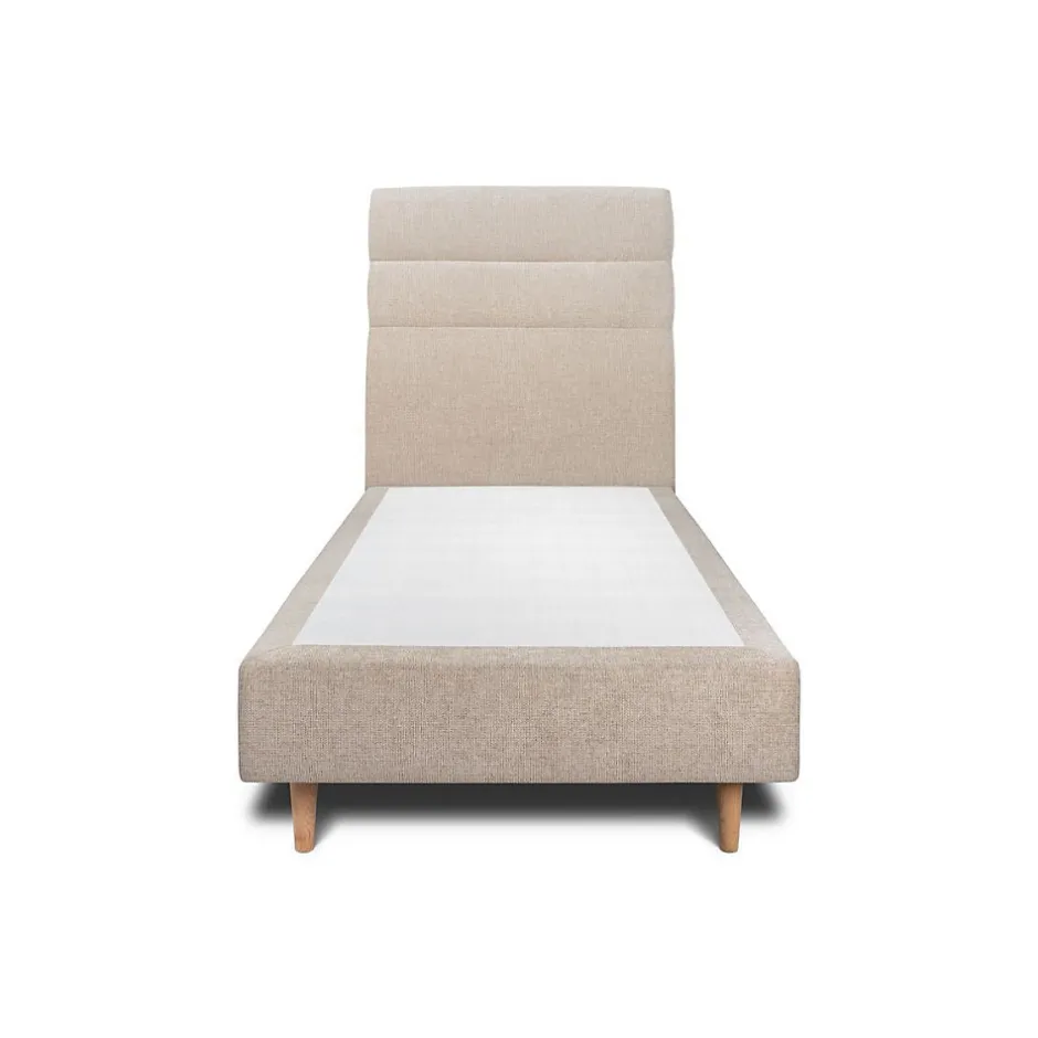 Sommeil De Plomb Lit avec tête de lit lignes tissu et sommier tapissier - Lit en bois massif