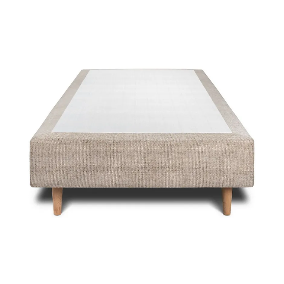Sommeil De Plomb Lit avec tête de lit lignes tissu et sommier tapissier - Lit en bois massif