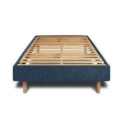Sommeil De Plomb Lit avec tête de lit lignes tissu et sommier kit - Lit en bois massif Sale