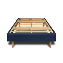 Sommeil De Plomb Lit avec tête de lit lignes velours et sommier kit - Lit en bois massif