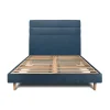 Sommeil De Plomb Lit avec tête de lit lignes tissu et sommier kit - Lit en bois massif