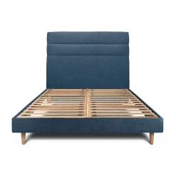Sommeil De Plomb Lit avec tête de lit lignes tissu et sommier kit - Lit en bois massif