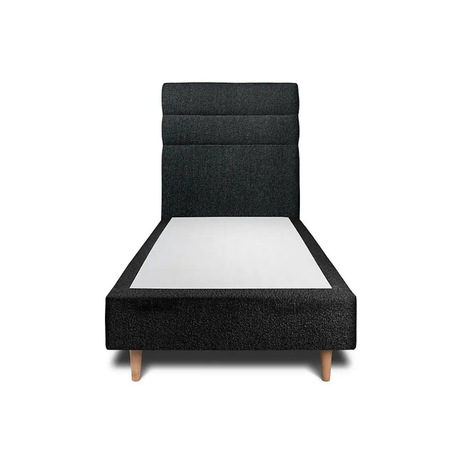Sommeil De Plomb Lit avec tête de lit lignes bouclette et sommier tapissier - Lit en bois massif