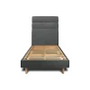 Sommeil De Plomb Lit avec tête de lit lignes tissu et sommier kit - Lit en bois massif
