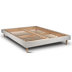 Sommeil De Plomb Lit avec tête de lit lignes velours et sommier kit - Lit en bois massif
