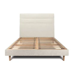 Sommeil De Plomb Lit avec tête de lit lignes tissu et sommier kit - Lit en bois massif Sale