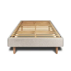 Sommeil De Plomb Lit avec tête de lit lignes bouclette et sommier kit - Lit en bois massif Sale