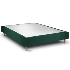 Sommeil De Plomb Lit avec tête de lit lignes velours et sommier tapissier - Lit en bois massif