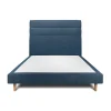 Sommeil De Plomb Lit avec tête de lit lignes tissu et sommier tapissier - Lit en bois massif