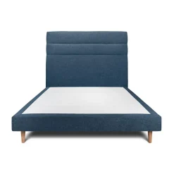 Sommeil De Plomb Lit avec tête de lit lignes tissu et sommier tapissier - Lit en bois massif