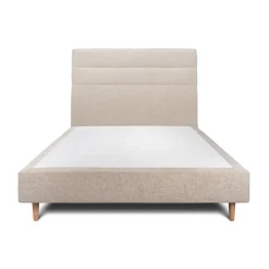 Sommeil De Plomb Lit avec tête de lit lignes tissu et sommier tapissier - Lit en bois massif