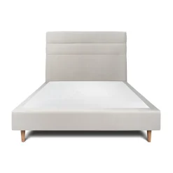 Sommeil De Plomb Lit avec tête de lit lignes velours et sommier tapissier - Lit en bois massif