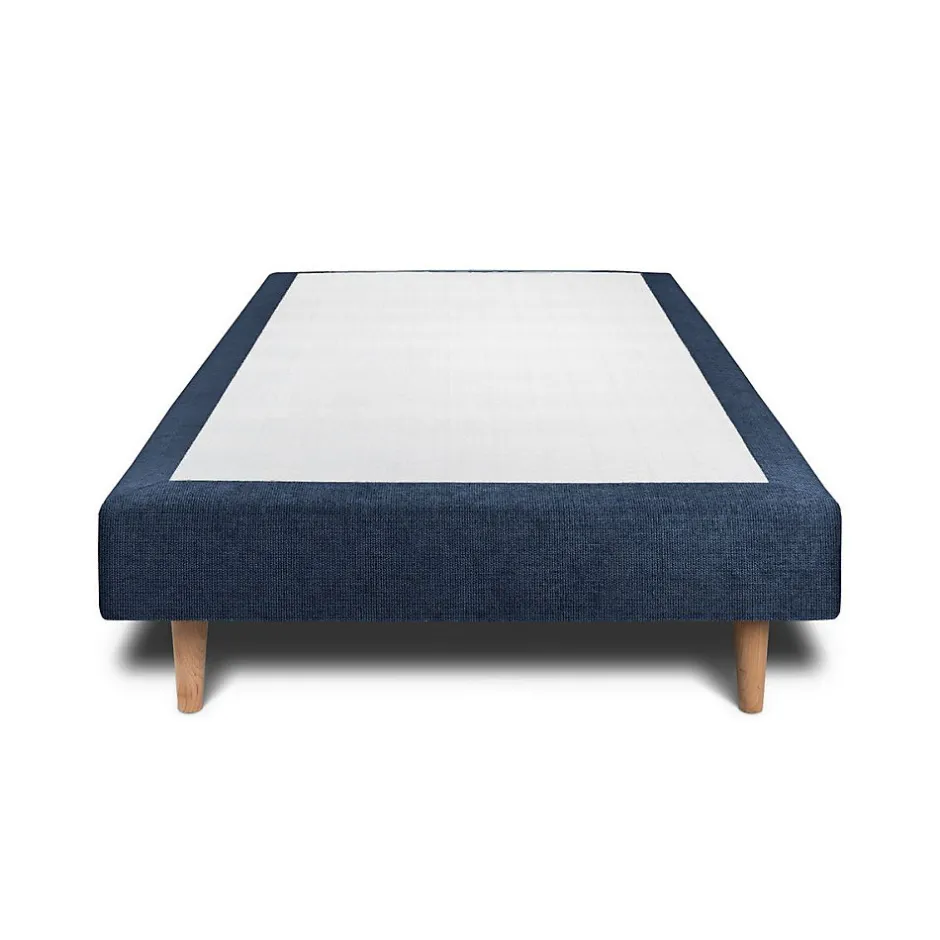 Sommeil De Plomb Lit avec tête de lit lignes tissu et sommier tapissier - Lit en bois massif
