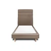 Sommeil De Plomb Lit avec tête de lit lignes velours et sommier tapissier - Lit en bois massif