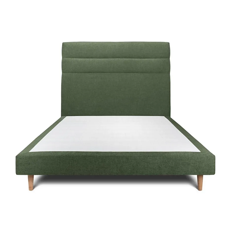 Sommeil De Plomb Lit avec tête de lit lignes tissu et sommier tapissier - Lit en bois massif Clearance