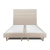 Sommeil De Plomb Lit avec tête de lit lignes tissu et sommier tapissier - Lit en bois massif