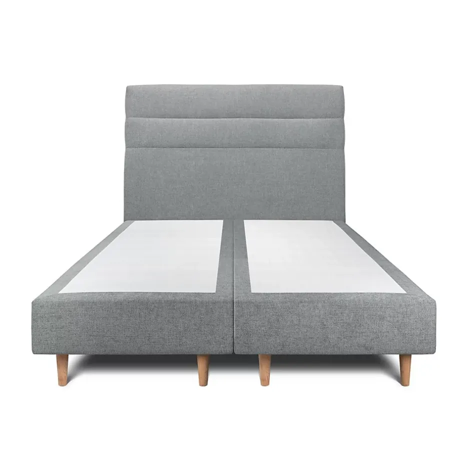 Sommeil De Plomb Lit avec tête de lit lignes tissu et sommier tapissier - Lit en bois massif Online