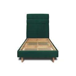 Sommeil De Plomb Lit avec tête de lit lignes velours et sommier kit - Lit en bois massif Hot