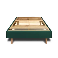 Sommeil De Plomb Lit avec tête de lit lignes velours et sommier kit - Lit en bois massif Hot