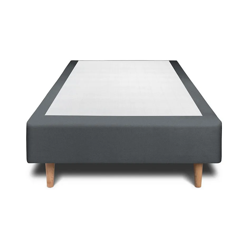 Sommeil De Plomb Lit avec tête de lit lignes velours et sommier tapissier - Lit en bois massif
