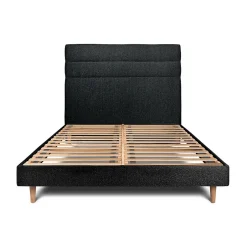 Sommeil De Plomb Lit avec tête de lit lignes bouclette et sommier kit - Lit en bois massif Outlet