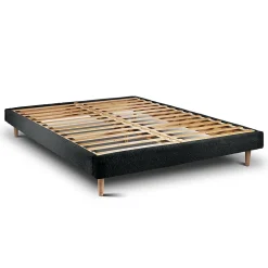 Sommeil De Plomb Lit avec tête de lit lignes bouclette et sommier kit - Lit en bois massif Outlet