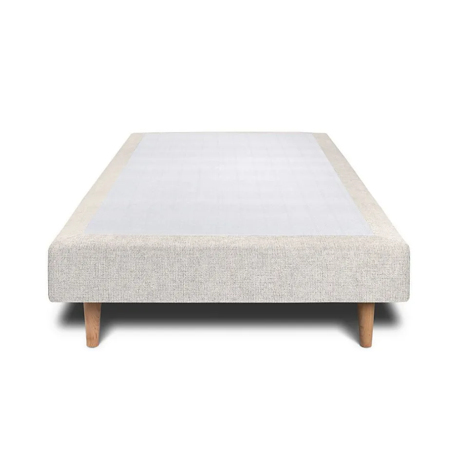 Sommeil De Plomb Lit avec tête de lit lignes tissu et sommier tapissier - Lit en bois massif