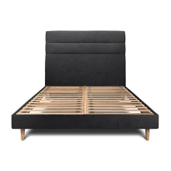 Sommeil De Plomb Lit avec tête de lit lignes tissu et sommier kit - Lit en bois massif