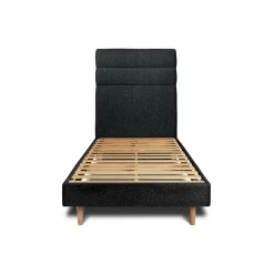 Sommeil De Plomb Lit avec tête de lit lignes bouclette et sommier kit - Lit en bois massif