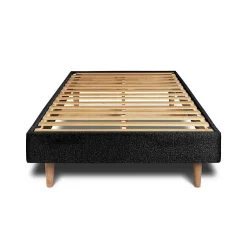 Sommeil De Plomb Lit avec tête de lit lignes bouclette et sommier kit - Lit en bois massif