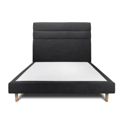 Sommeil De Plomb Lit avec tête de lit lignes tissu et sommier tapissier - Lit en bois massif