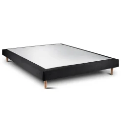 Sommeil De Plomb Lit avec tête de lit lignes tissu et sommier tapissier - Lit en bois massif