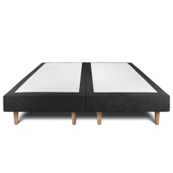 Sommeil De Plomb Lit avec tête de lit lignes tissu et sommier tapissier - Lit en bois massif
