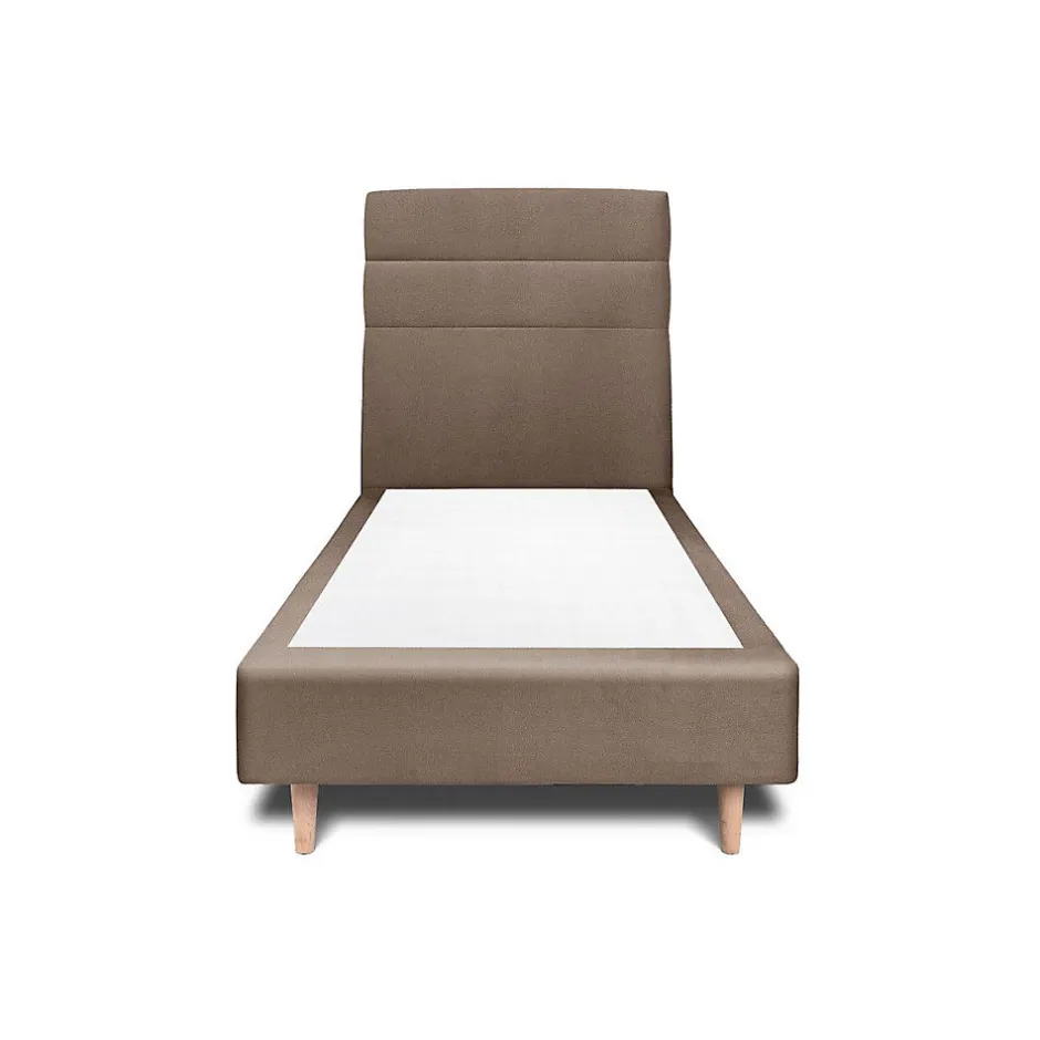 Sommeil De Plomb Lit avec tête de lit lignes velours et sommier tapissier - Lit en bois massif