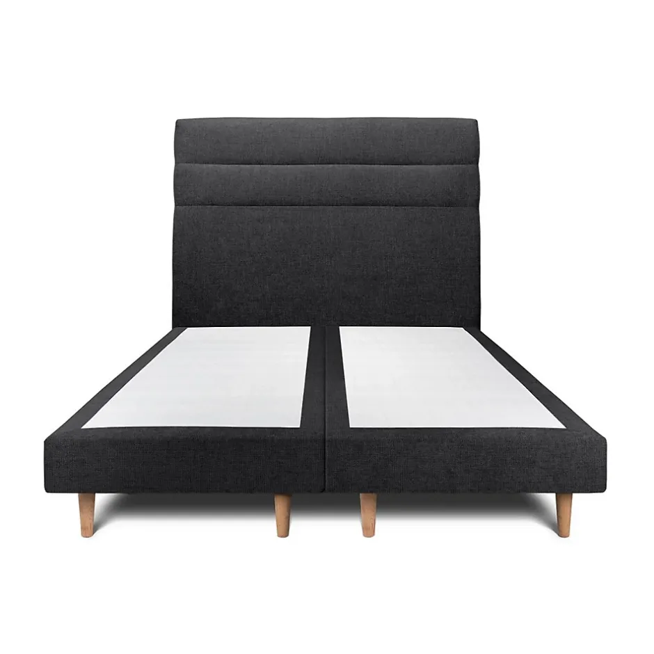 Sommeil De Plomb Lit avec tête de lit lignes tissu et sommier tapissier - Lit en bois massif Hot