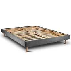 Sommeil De Plomb Lit avec tête de lit lignes tissu et sommier kit - Lit en bois massif Best