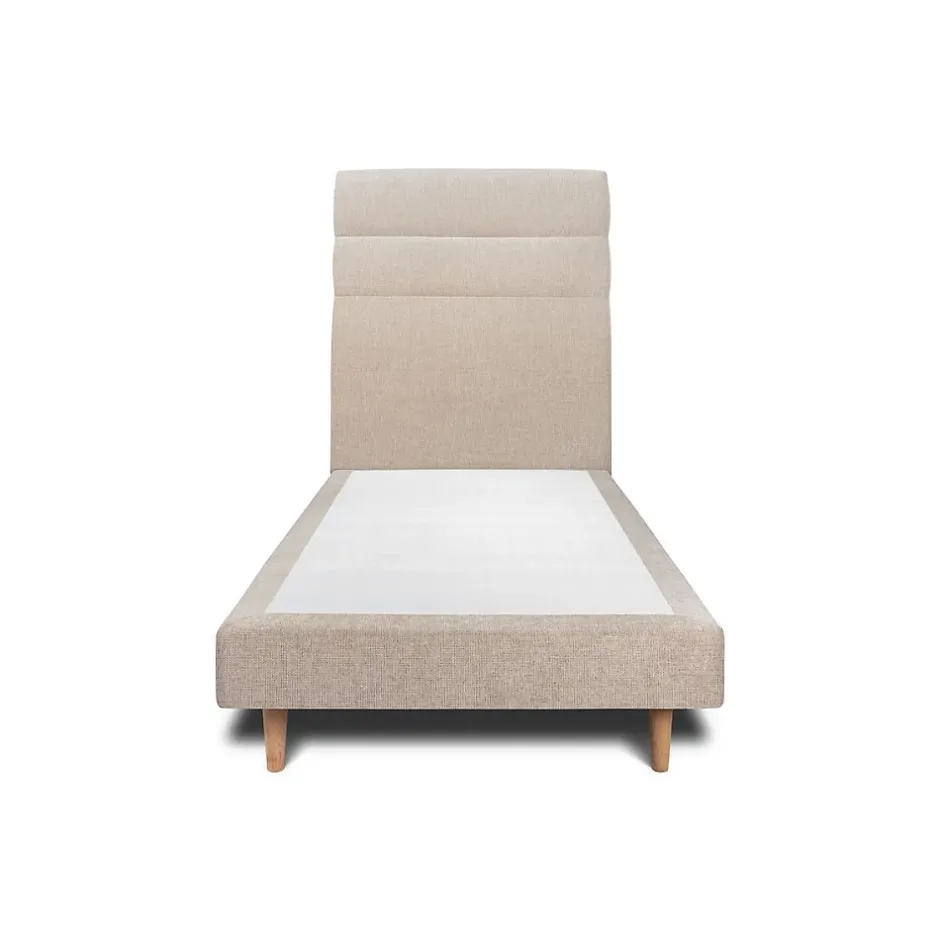 Sommeil De Plomb Lit avec tête de lit lignes tissu et sommier tapissier - Lit en bois massif Discount