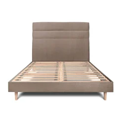 Sommeil De Plomb Lit avec tête de lit lignes velours et sommier kit - Lit en bois massif