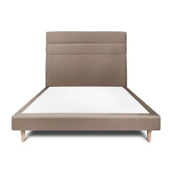 Sommeil De Plomb Lit avec tête de lit lignes velours et sommier tapissier - Lit en bois massif