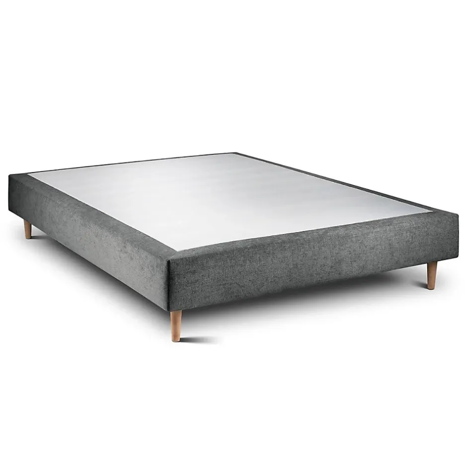 Sommeil De Plomb Lit avec tête de lit lignes tissu et sommier tapissier - Lit en bois massif Sale